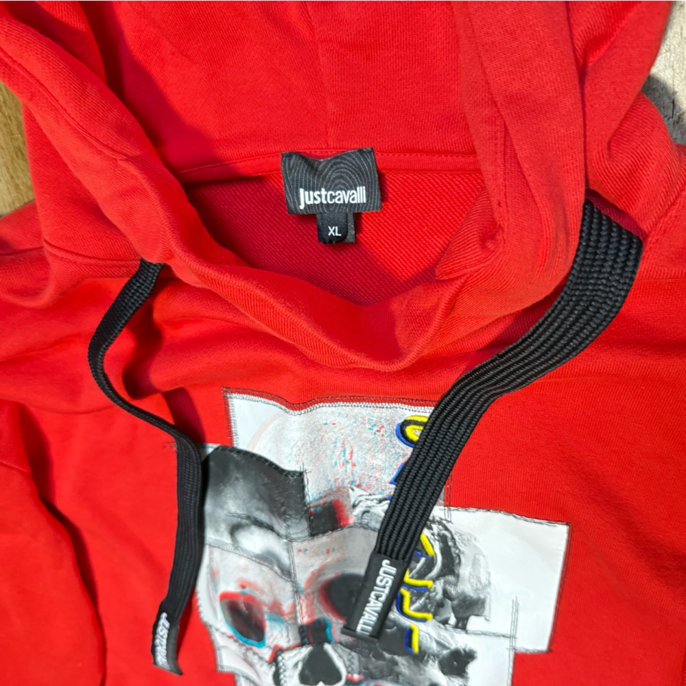 Just Cavalli Red Graphic Hoodie - Like New (XL)